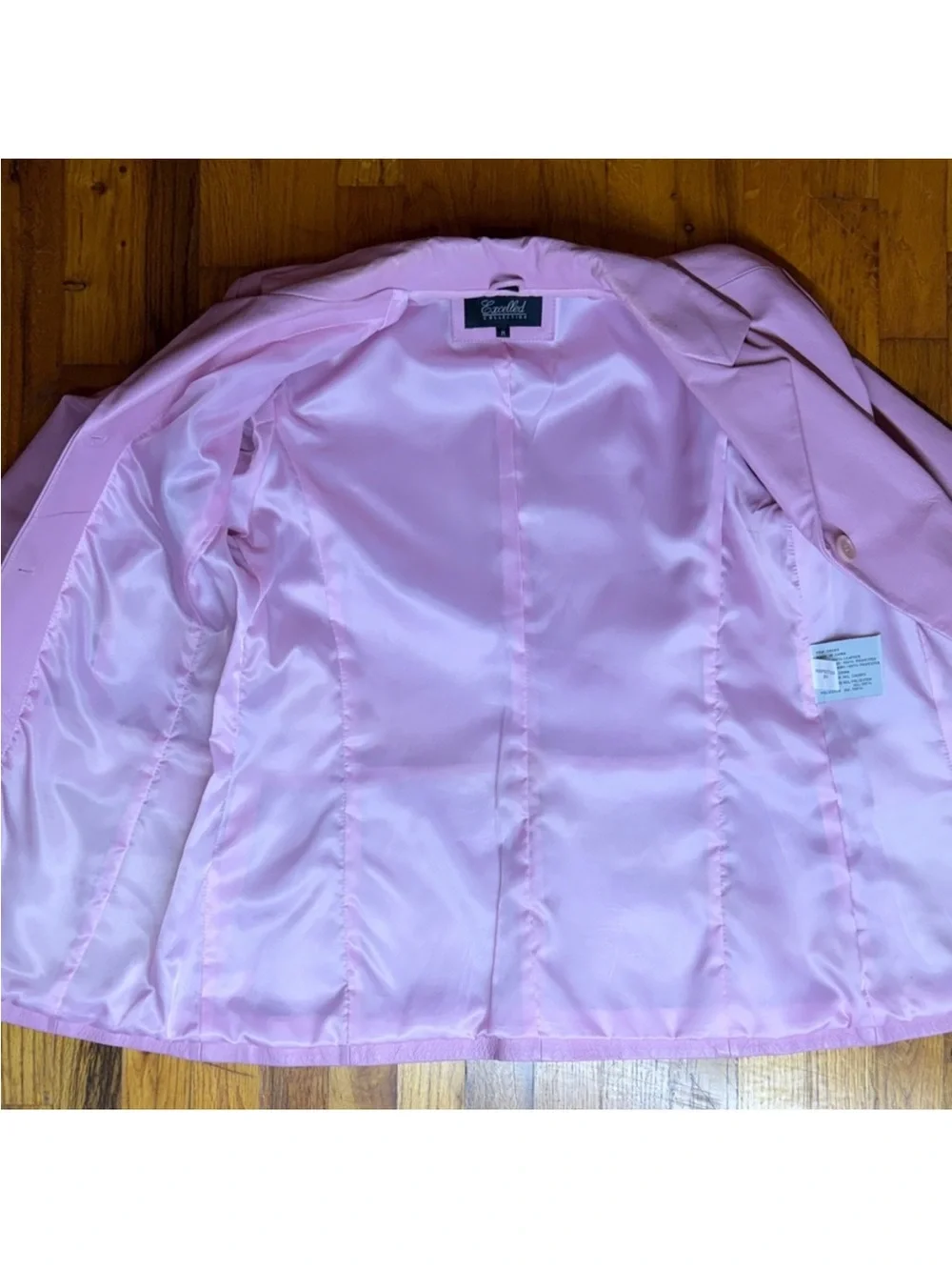 Excelled Collection Fully Lined Pink Leather Women's Blazed Button Up Jacket - Picture 12 of 13
